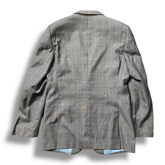 Giovanni Bresciani Sport Coat Jacket Grey Plaid Wool Sz 42L Slim Fit - Picture 2 of 9